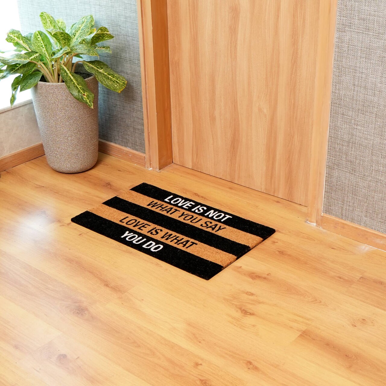 Natural Coir Door Mat with Non-Slip Backing, Indoor Outdoor Entry Doormat